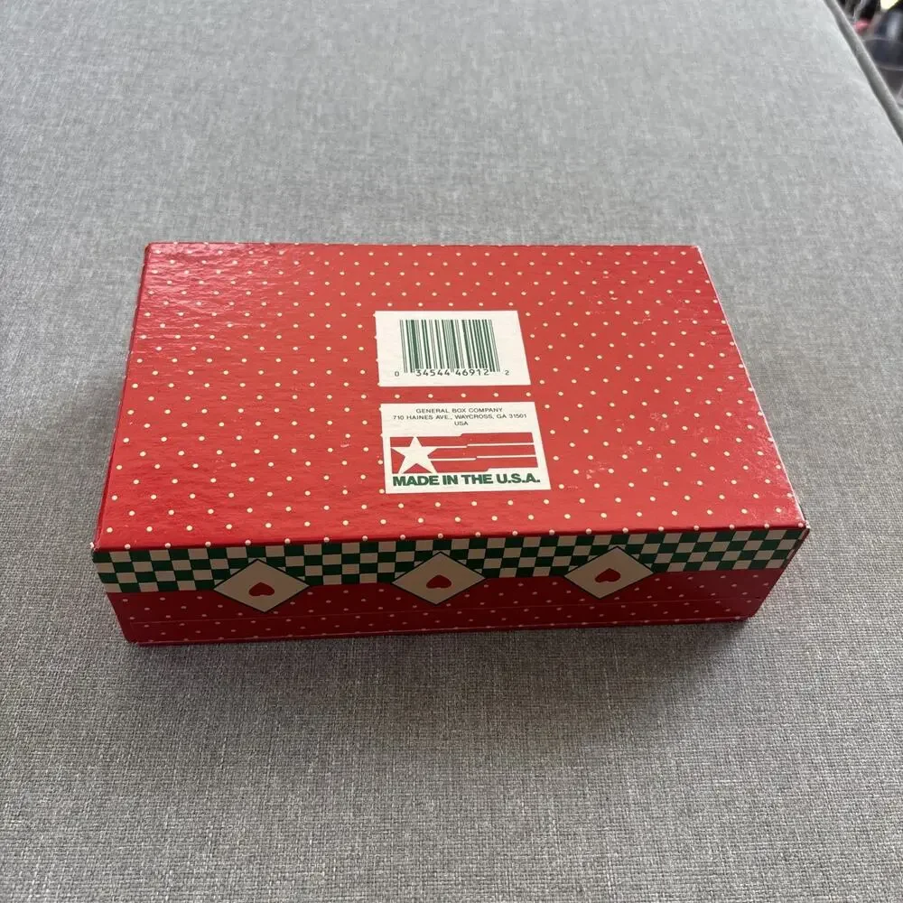 Vtg General Box Co School Pencil Pen Box Rocking Horse Red Green Theme Vintage